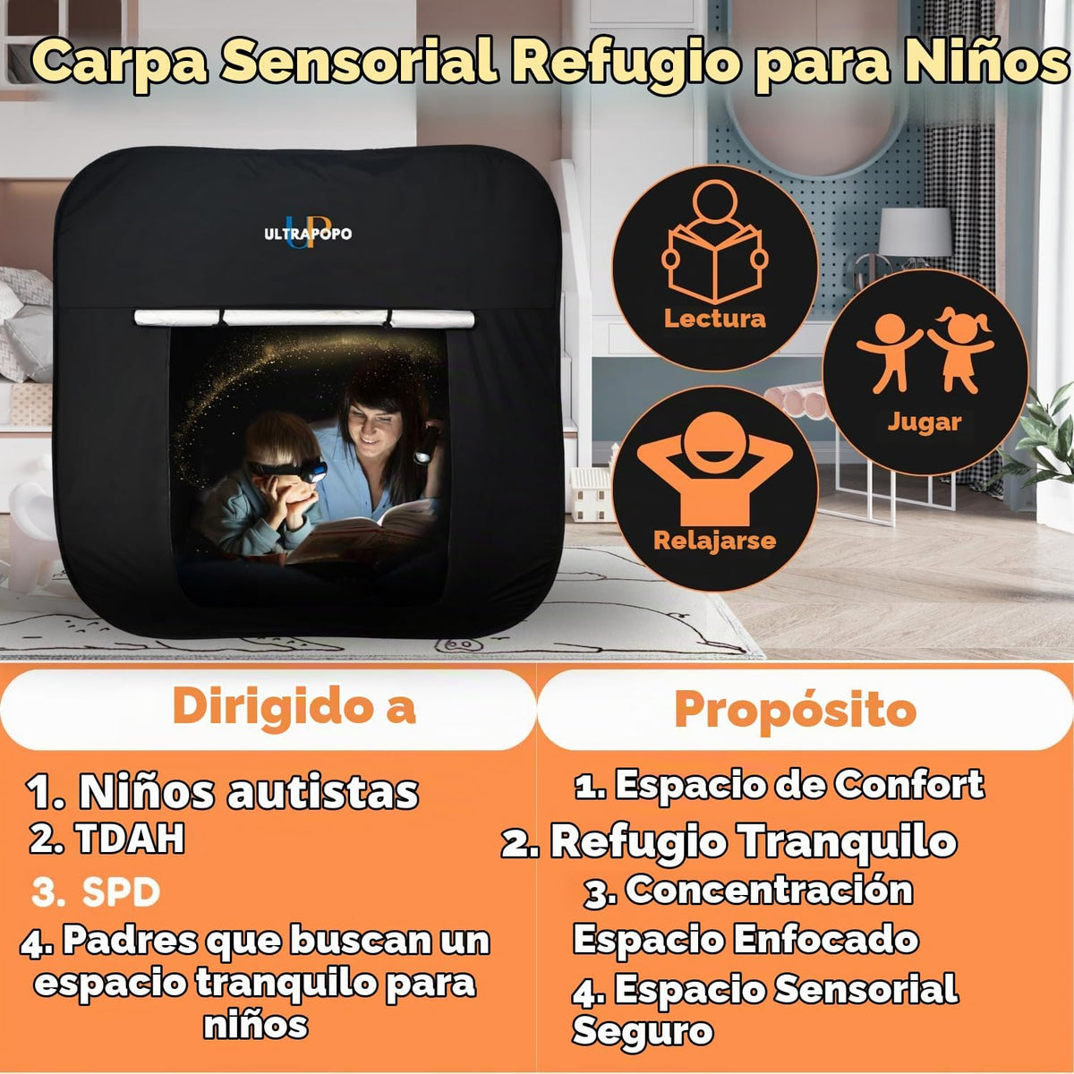 Ultrapopp Tienda Sensorial Emergente para Niños, Extra Grande 47x47...