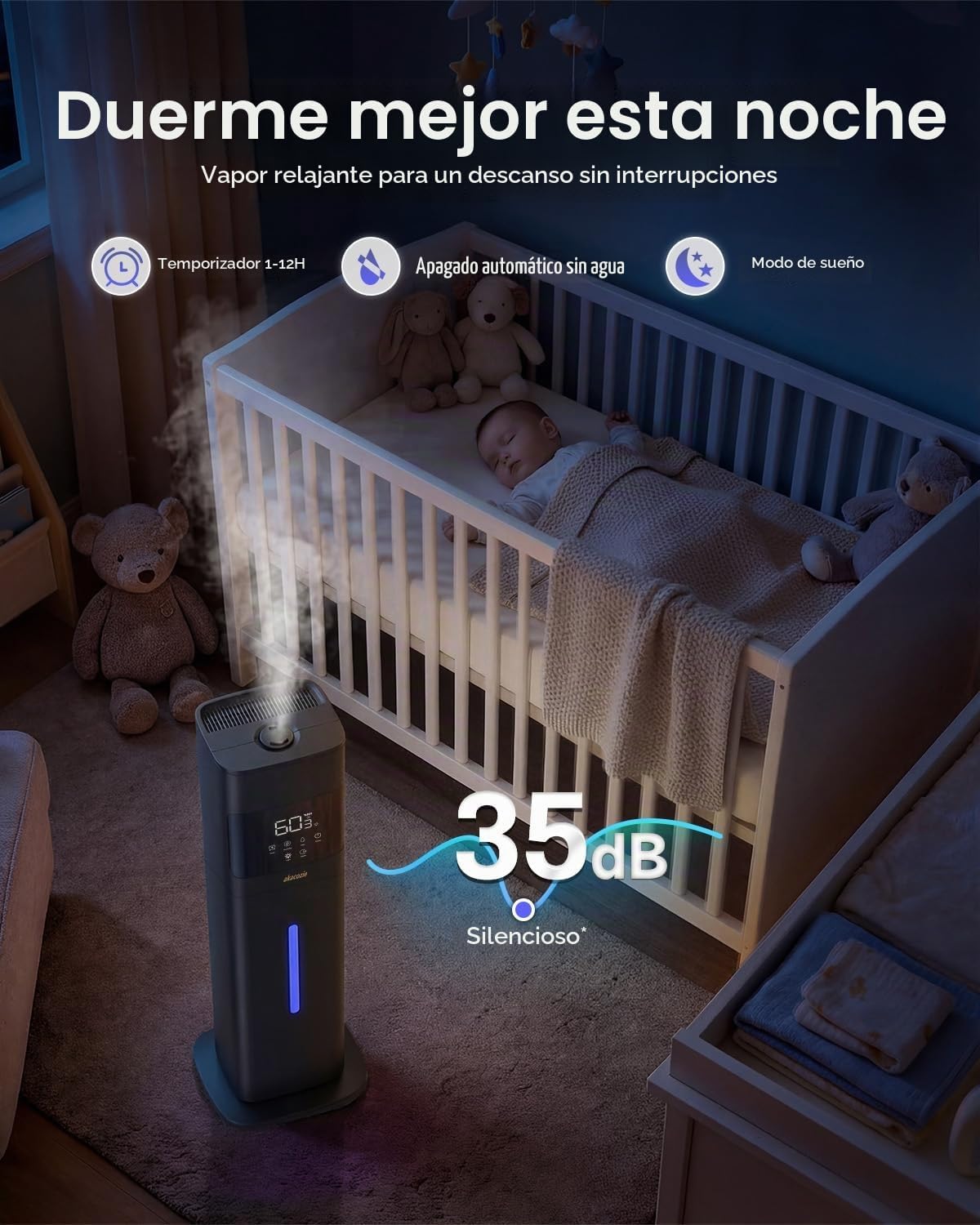 Akacozie Humidificador para habitación grande, humidificador de nie...