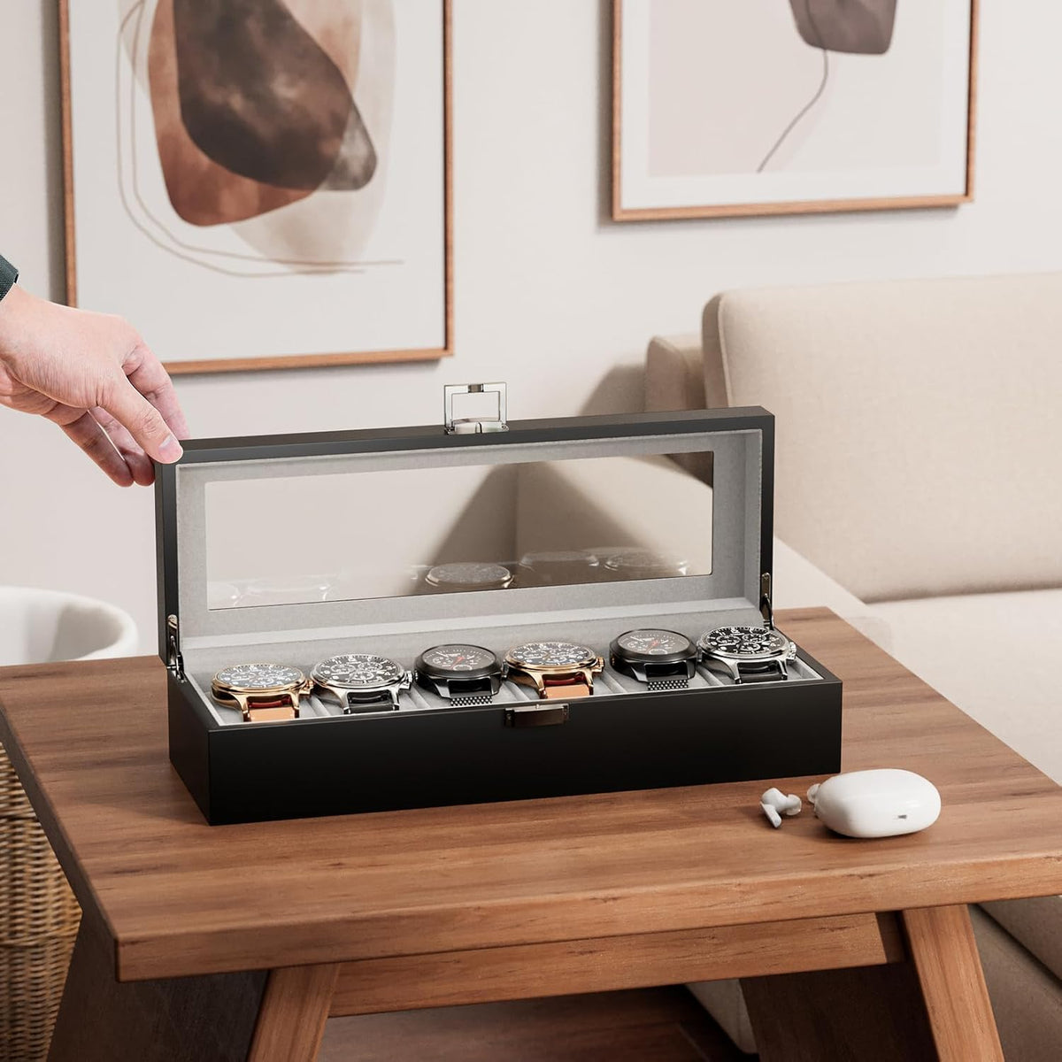 ProCase Caja de reloj de madera para hombre, estuche de exhibición...