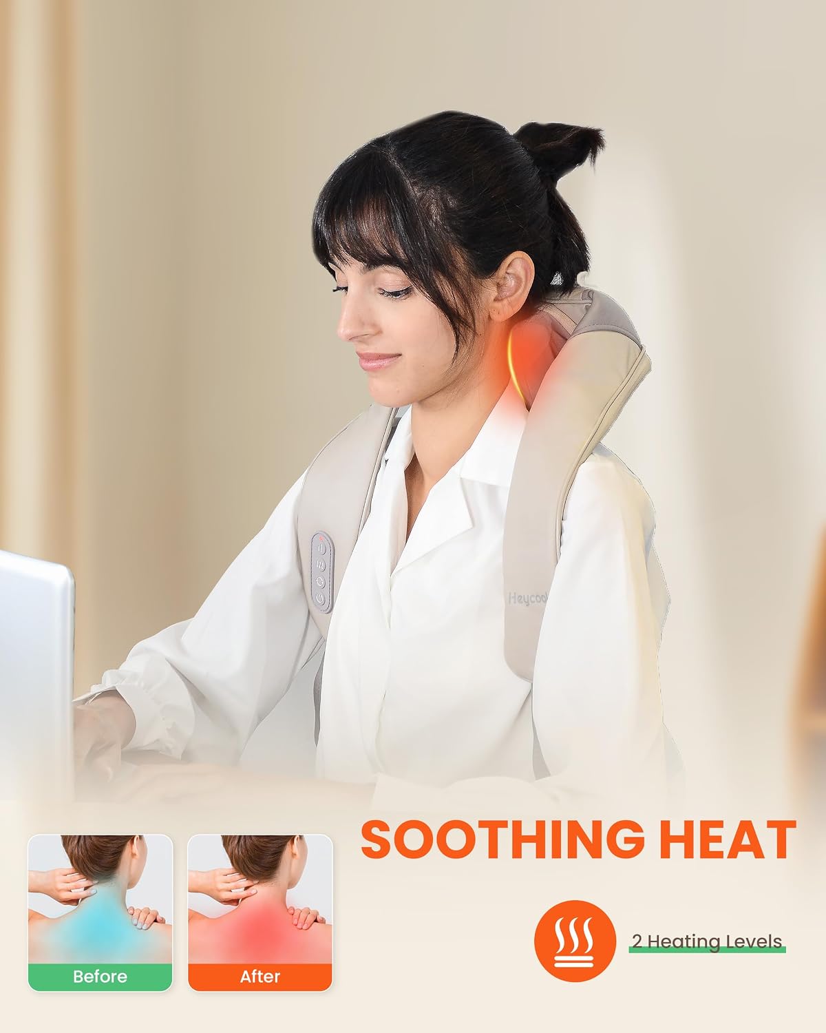Heycool Masajeador de cuello y hombros con calor, regalo para hombr...