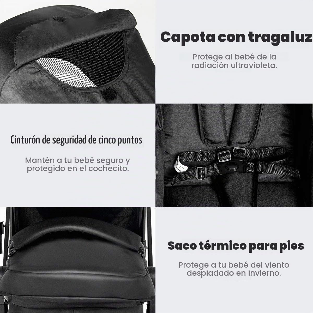 Baby Joy - Cochecito de bebé, 2 en 1 convertible para cochecito de...