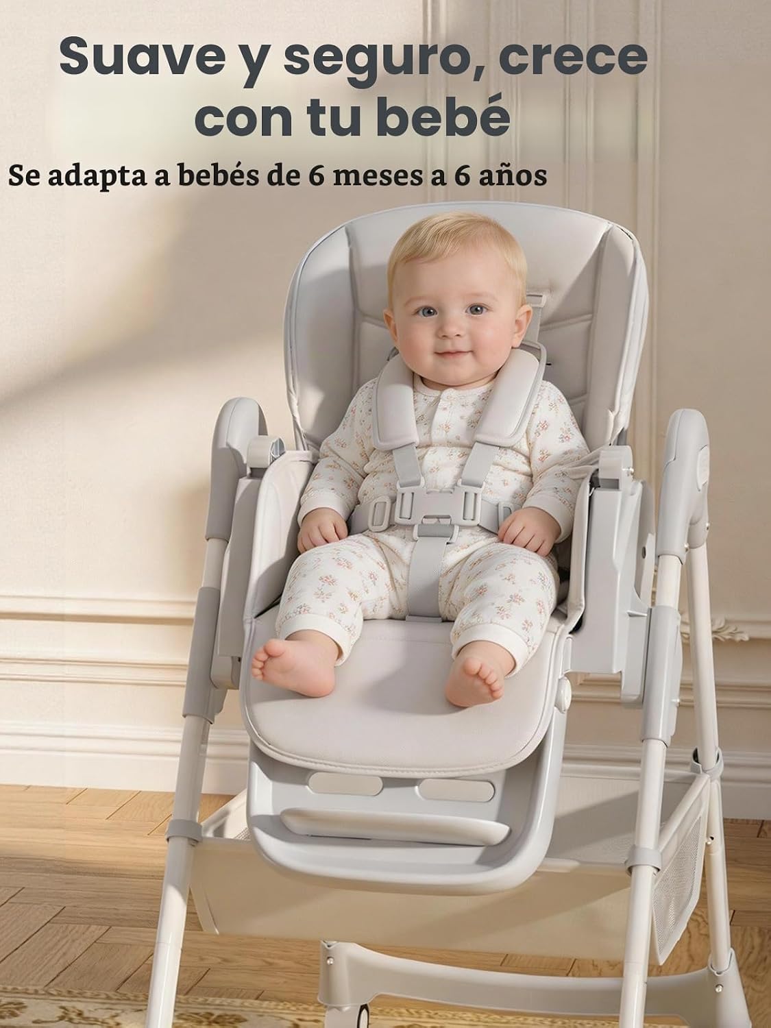 Meetaglow Silla alta para bebé, silla alta plegable convertible par...