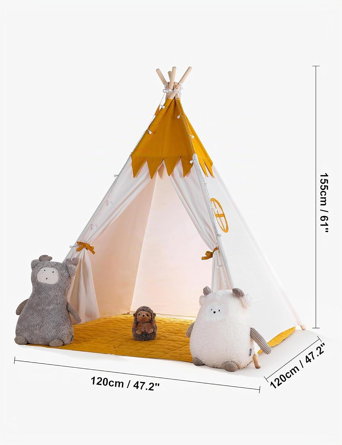 besrey Tienda de campaña tipi para niños con luz y alfombrilla, tie...