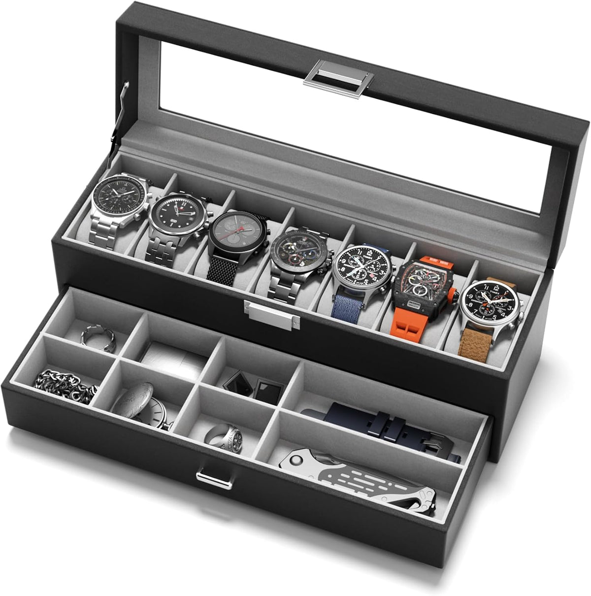 sensok Caja de reloj para hombre, organizador de almacenamiento de...