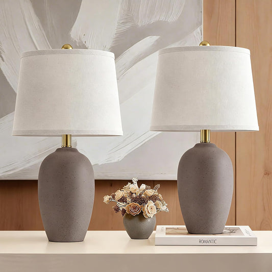AIEAMPDO Juego de 2 lámparas de mesa de cerámica de granja de 21...