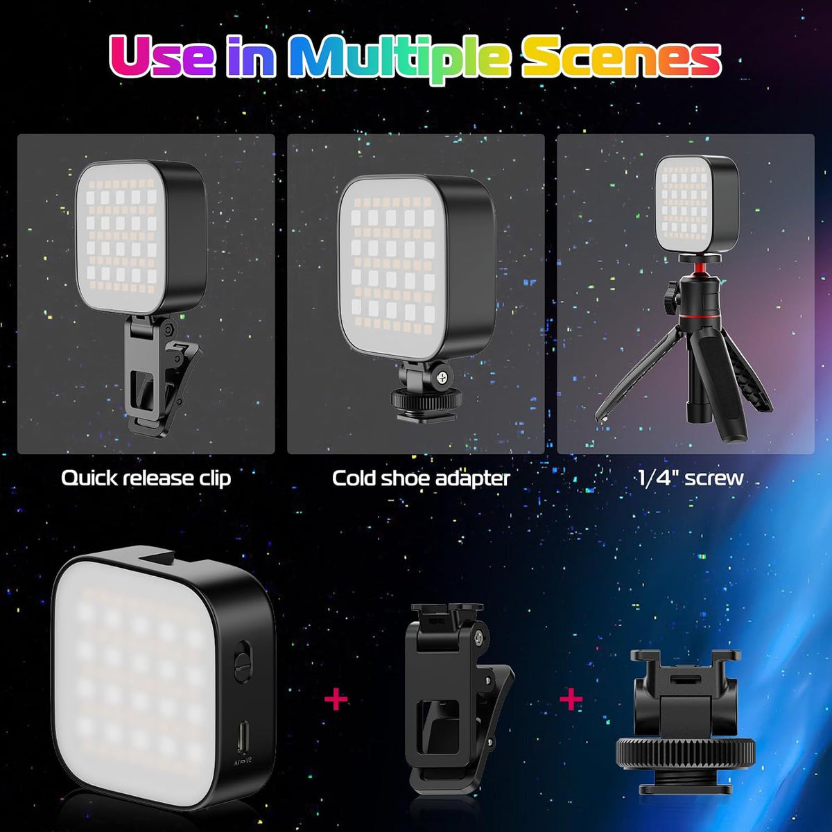 ULANZI Luces de video RGB U60 Luz de cámara LED negra 360° Iluminac...