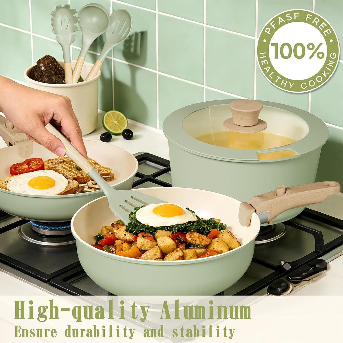 Umite Chef Juego de ollas y sartenes antiadherentes, 21 piezas de u...
