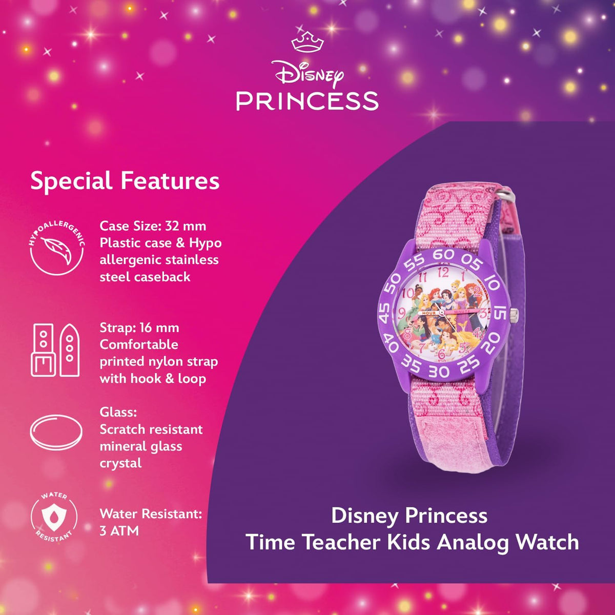 Reloj de princesas de Disney para niñas \u2013 para niños\u2019 Rel...