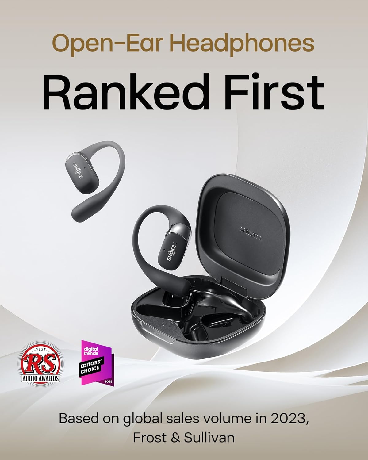 SHOKZ OpenFit 2 Auriculares Bluetooth con gancho abierto para la or...
