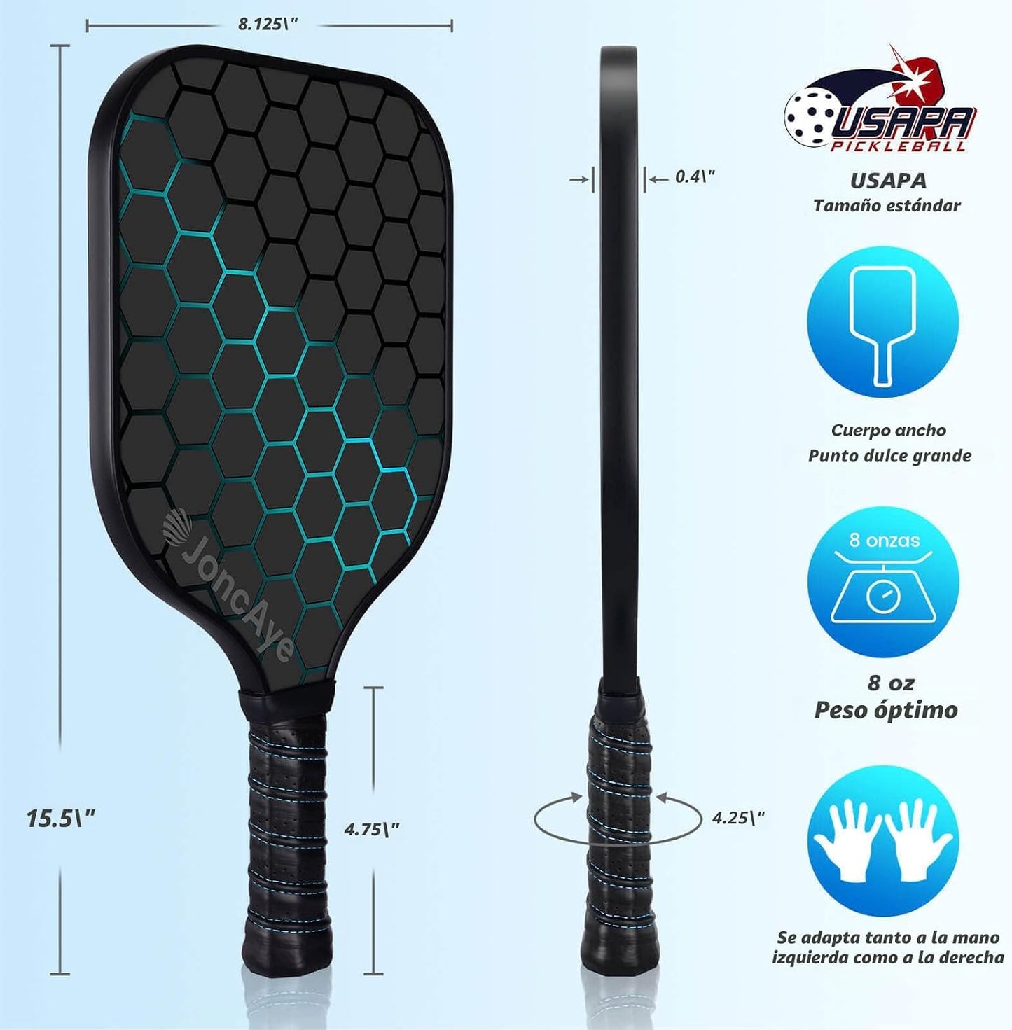 JoncAye Pickleball Paddles Juego de 4 o 2, raquetas de fibra de vid...