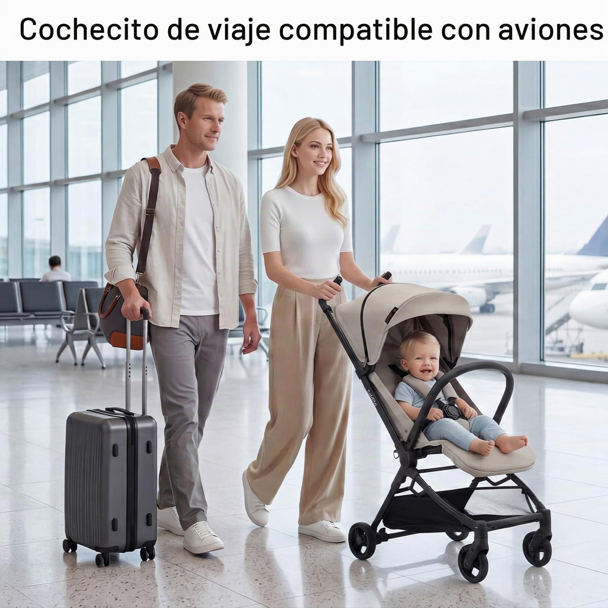 Gromast Cochecito de viaje para avión, ultra compacto y ligero, sol...