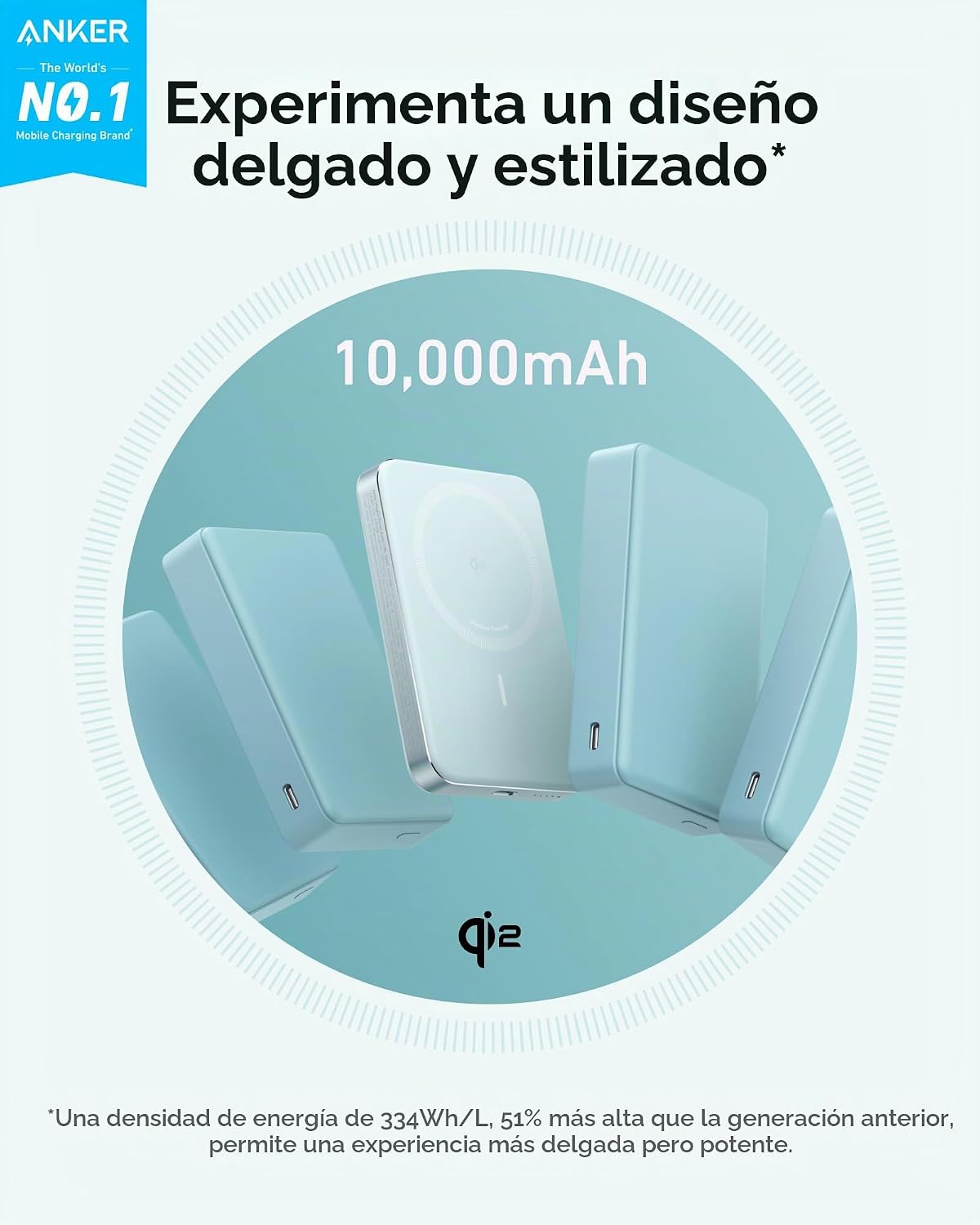 Anker MagGo Power Bank, cargador portátil de 15 W con certificación...