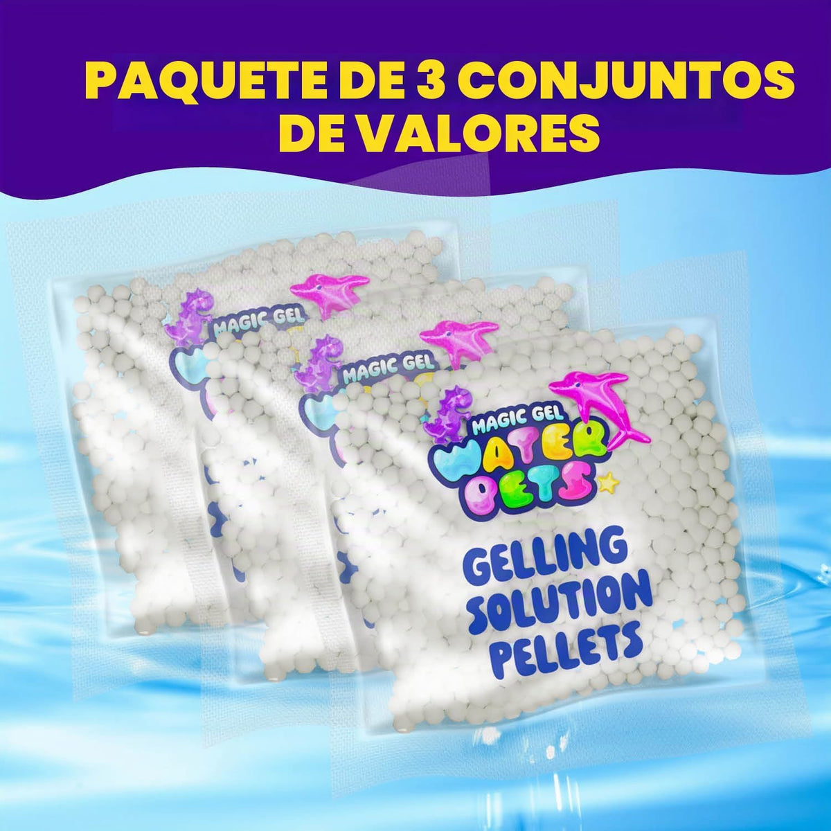 Recambio de solución para mascotas de gel mágico, paquete de 3, kit...