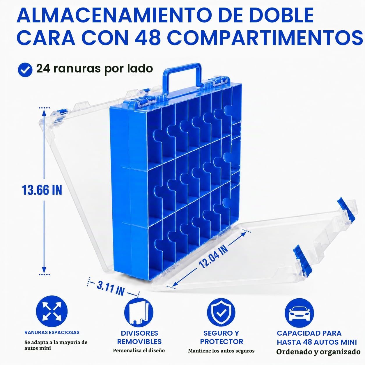 Estuche organizador de almacenamiento de autos de juguete compatibl...
