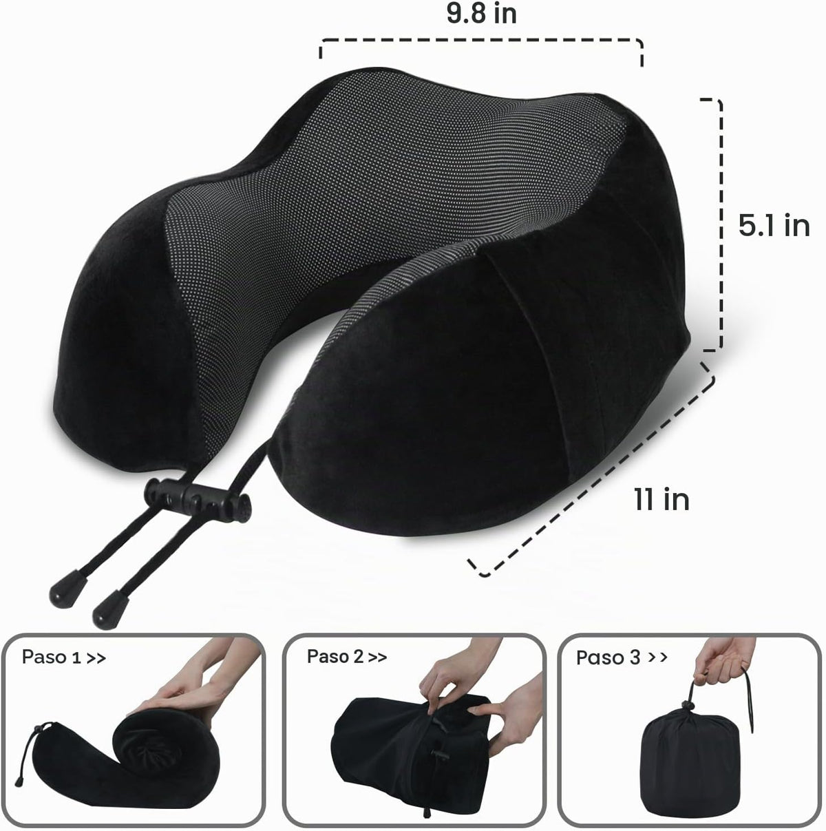 Elvodosia Almohada de viaje, almohada de cuello de espuma viscoelás...