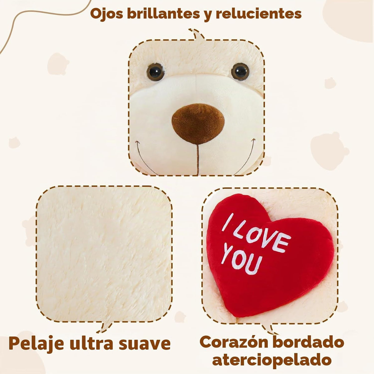 MaoGoLan Oso de Peluche Gigante de 132 cm - Corazón Rojo "Te Am...