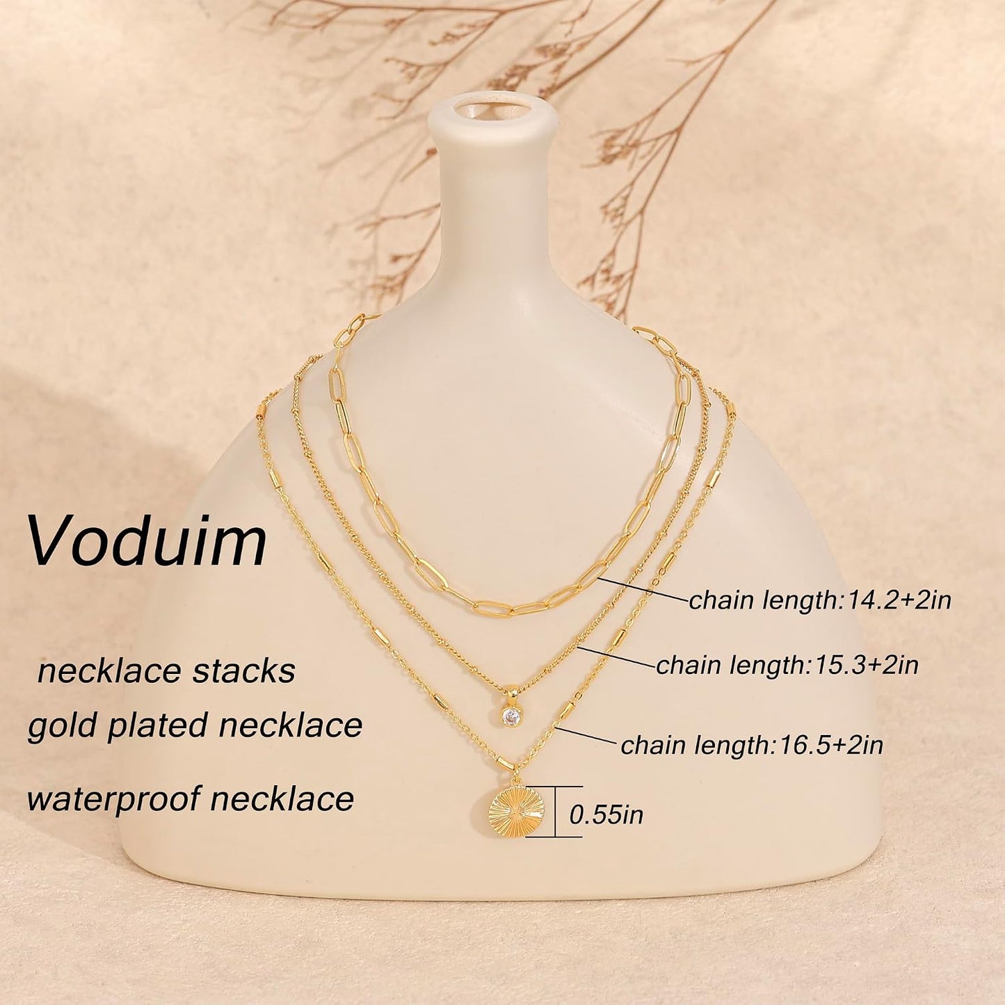 Voduim Collares en capas para mujer, delicado collar de oro apilado...