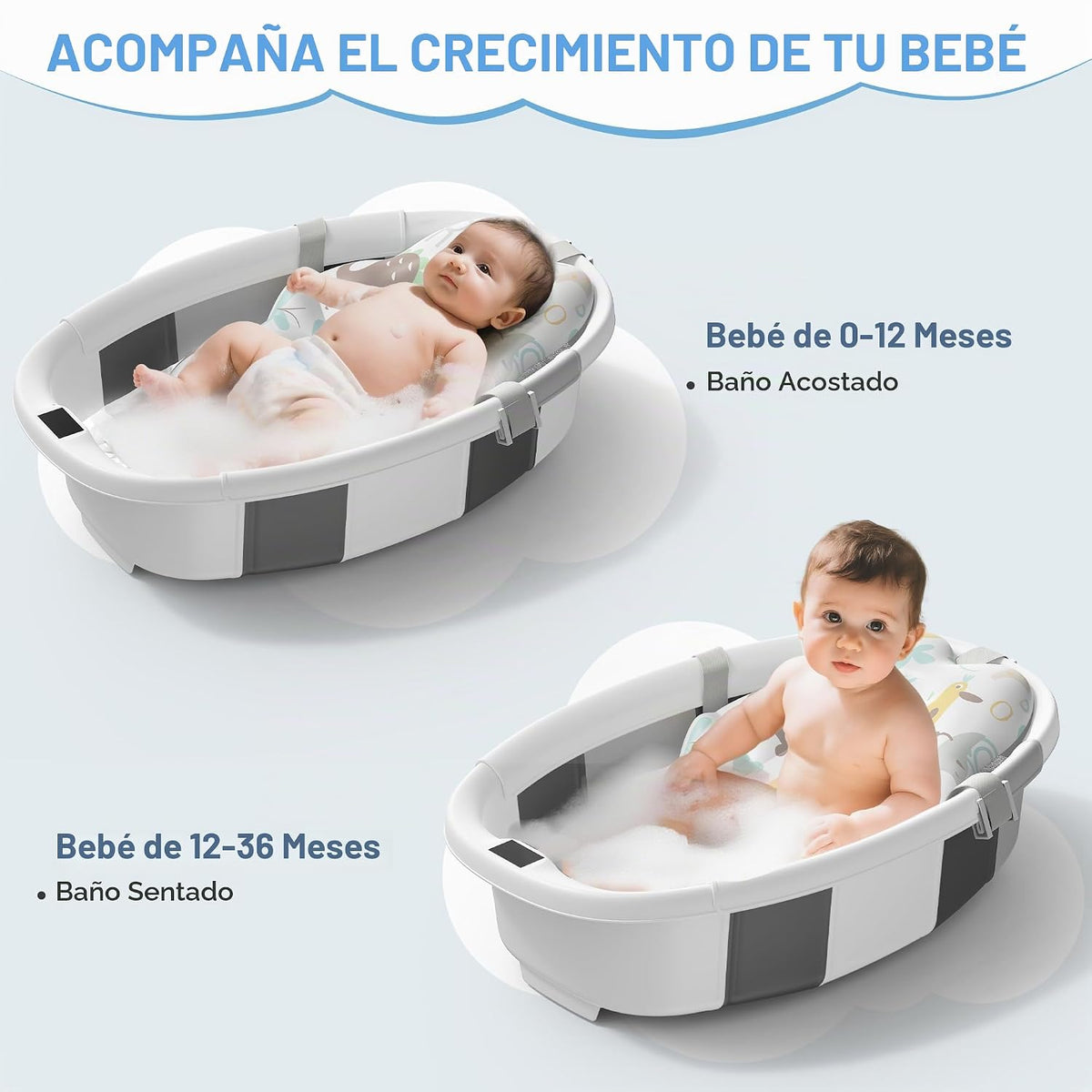 TOSGN Bañera plegable para bebé, 3 segundos para instalar, bañera p...