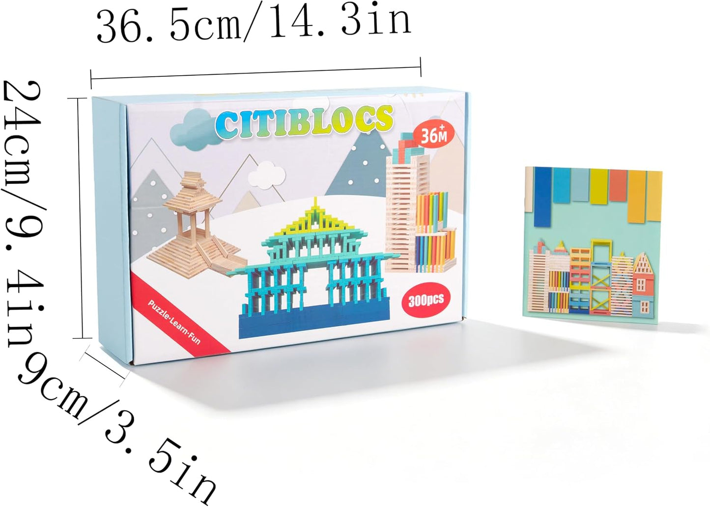 Kit de 300 tablones de construcción de madera arcoíris premium, jue...