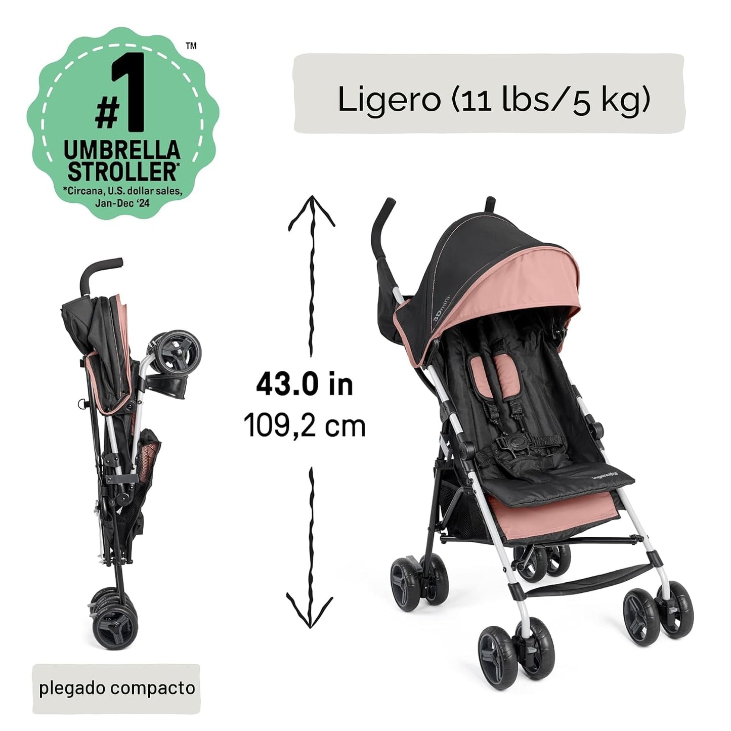 Ingenuity Cochecito de Conveniencia 3D Mini \u2013 Cochecito Ligero...