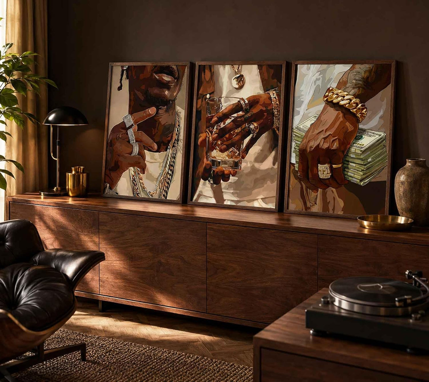 3 piezas de arte de pared de moda afroamericano, hombre negro moder...