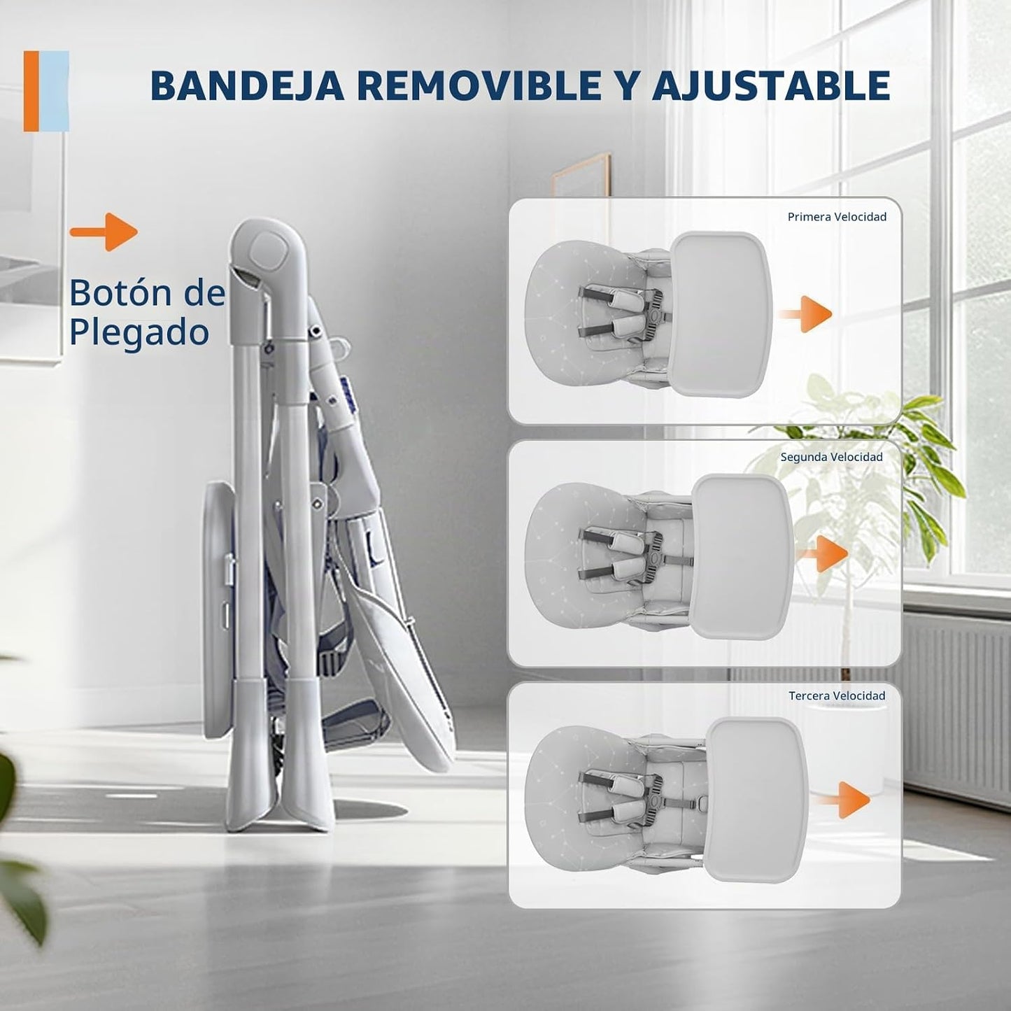 Silla alta para bebé, sillas de alimentación plegables para bebés y...