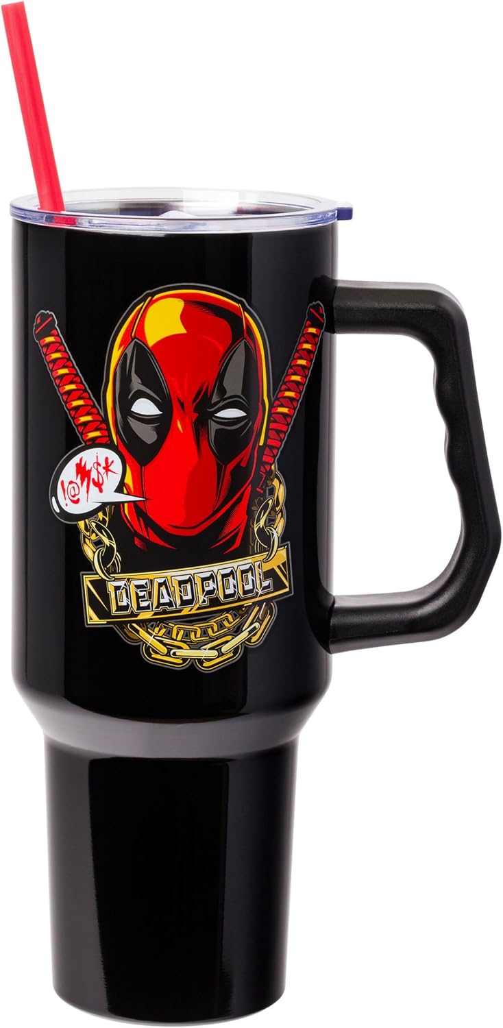Silver Buffalo Marvel Deadpool, vaso de acero inoxidable, 40 onzas...