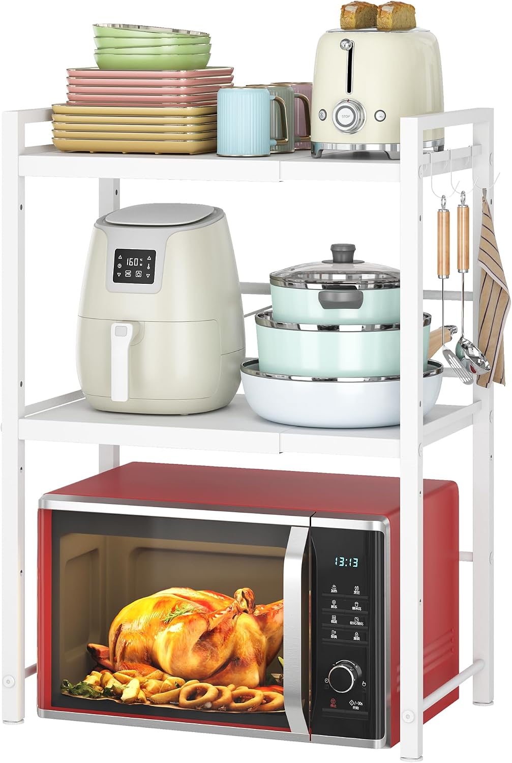 DOLALIKE Estante para horno de microondas, soporte de microondas ex...