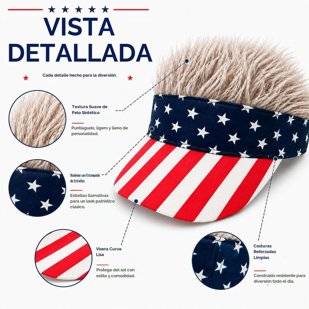 Gorra con visera para hombre con cabello falso, gorra con cabello p...