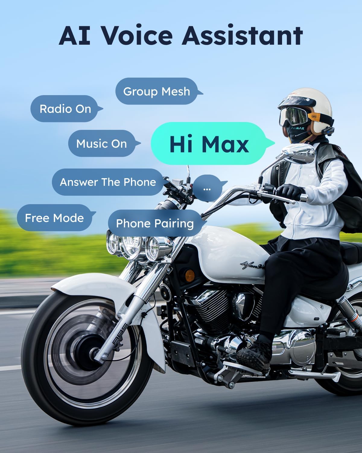 ASMAX Auriculares Bluetooth para motocicleta S1 con control de voz...
