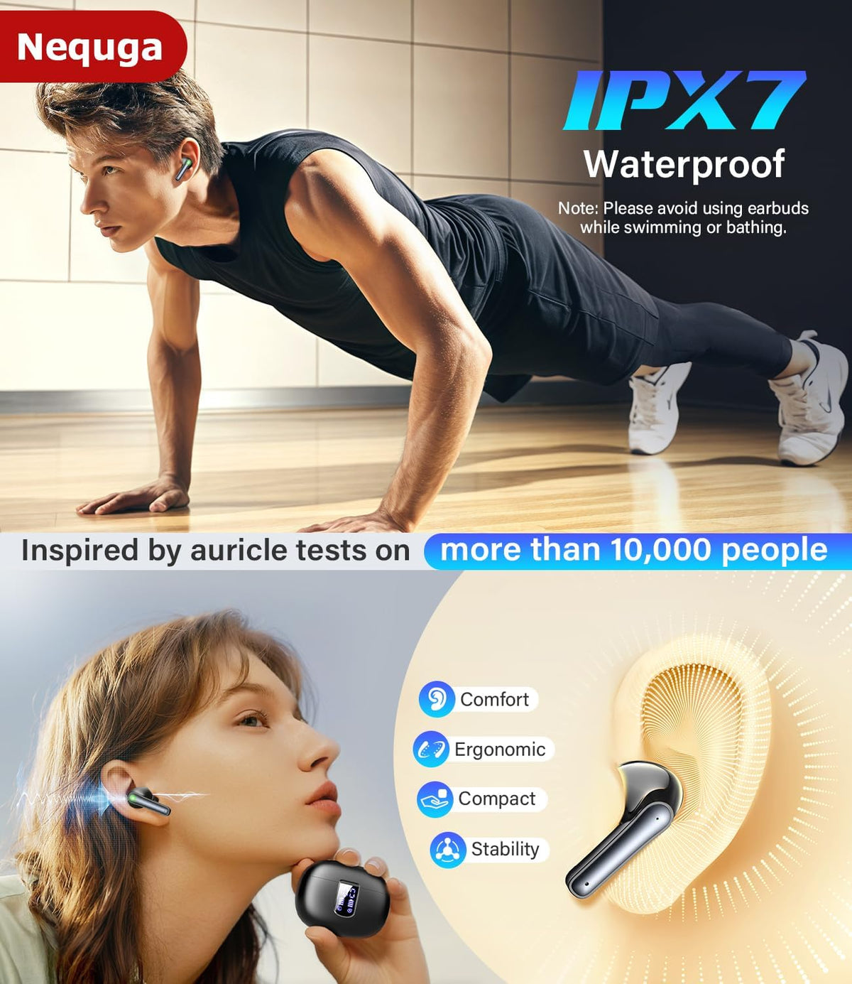 Nequga Auriculares inalámbricos Bluetooth 5.4 con auriculares de |...