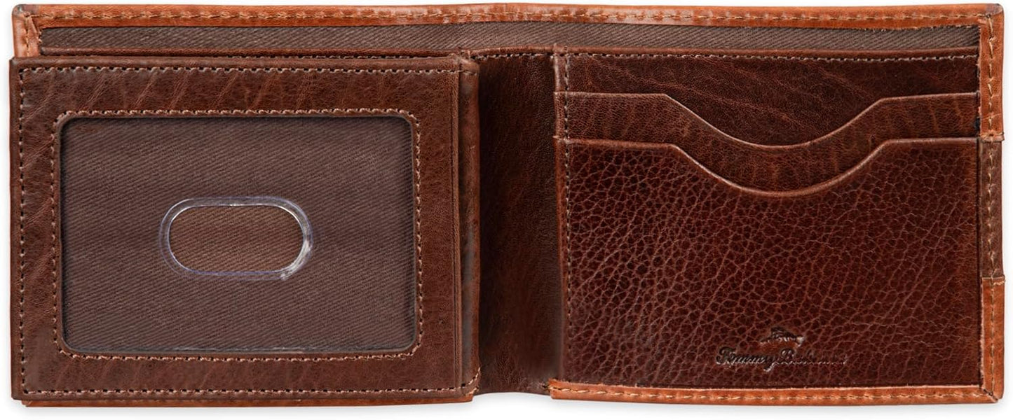 Tommy Bahama Cartera de cuero genuino con capacidad extra, delgada,...