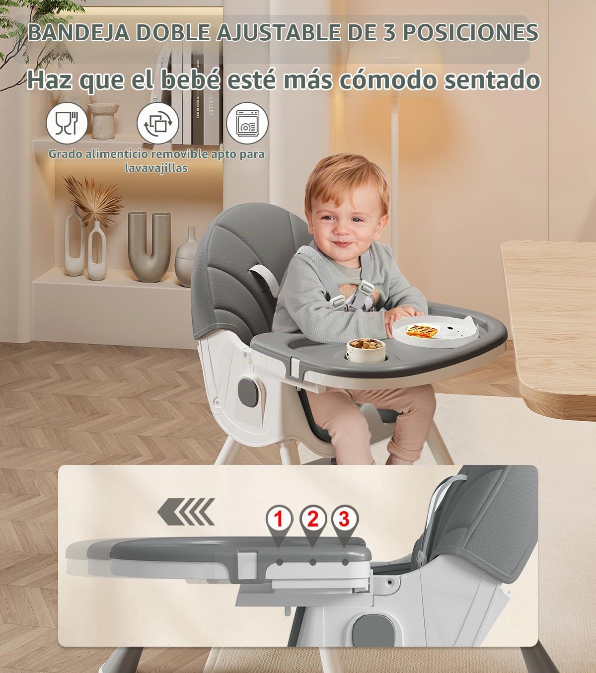 Silla alta para bebé, sillas altas 5 en 1 para bebés y niños pequeñ...