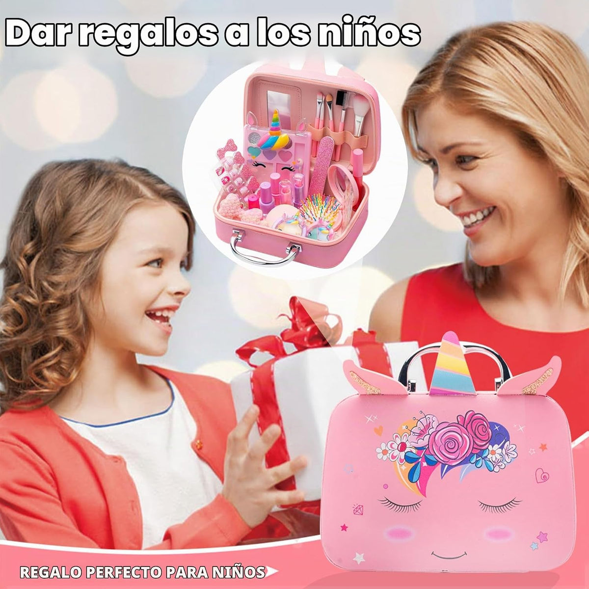 Kit de maquillaje lavable y no tóxico para niñas, juego de juguetes...