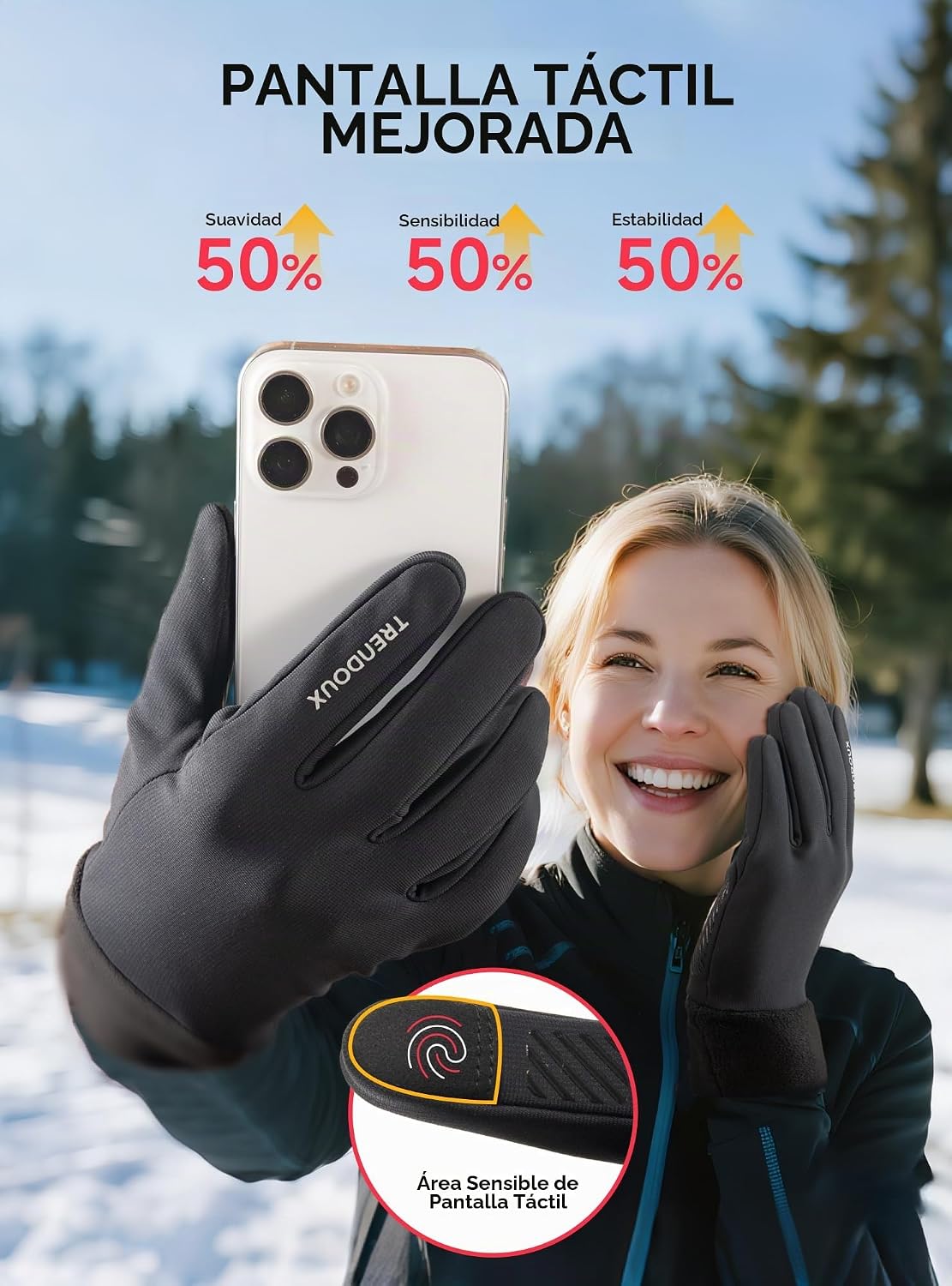 TRENDOUX Guantes de invierno flexibles y delgados: guantes impermea...