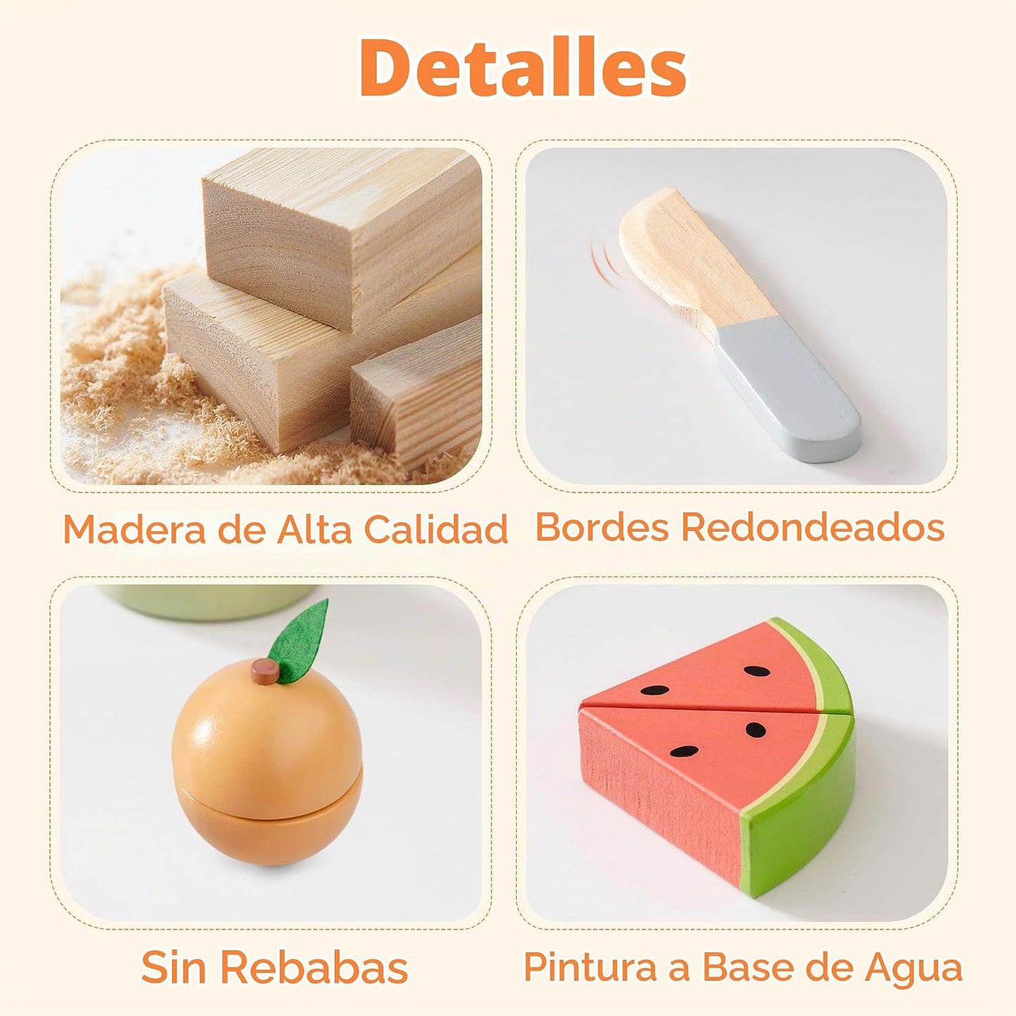 ROBOTIME Juego de Comida de Juguete de Madera para Cortar Frutas, J...