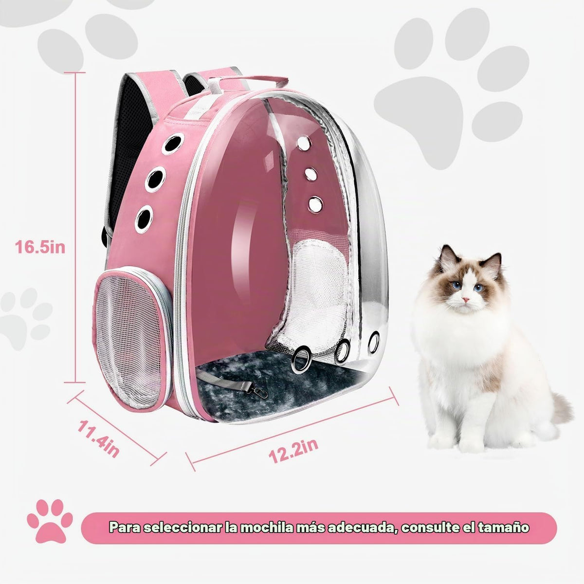 Mochila transportadora para gatos, transportador de mascotas con di...