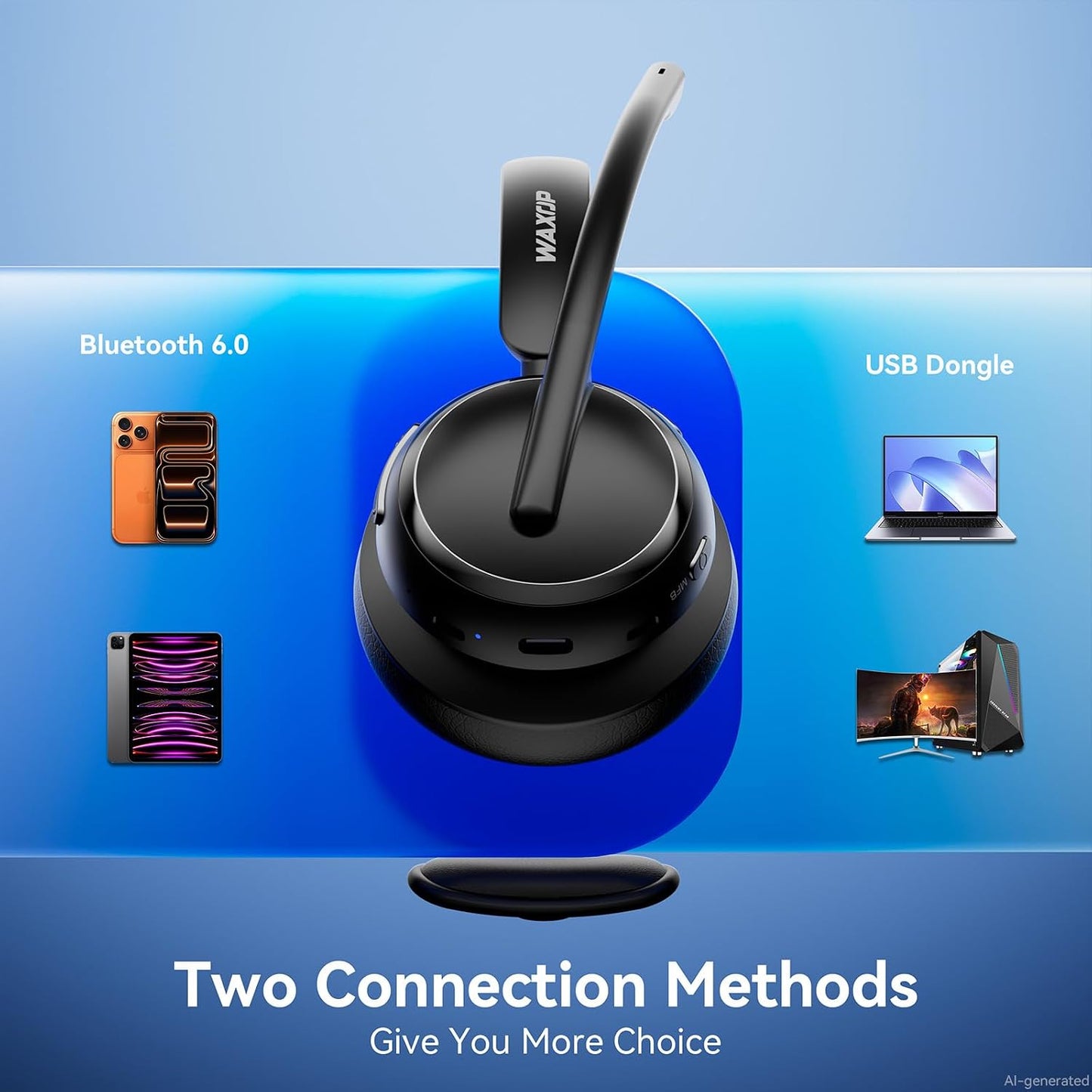 Auriculares inalámbricos con micrófono para trabajo, auriculares Bl...