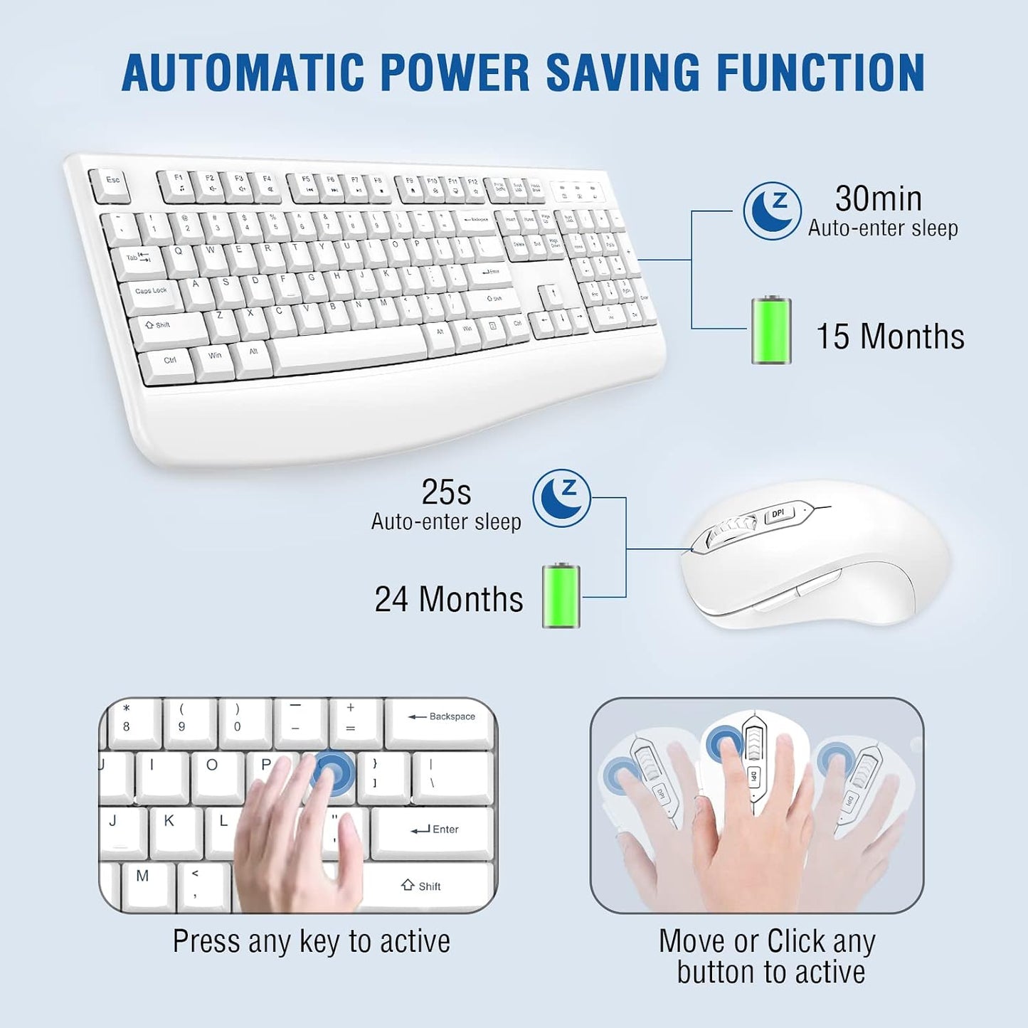 EDJO - Combo de teclado y mouse inalámbricos, teclado ergonómico de...