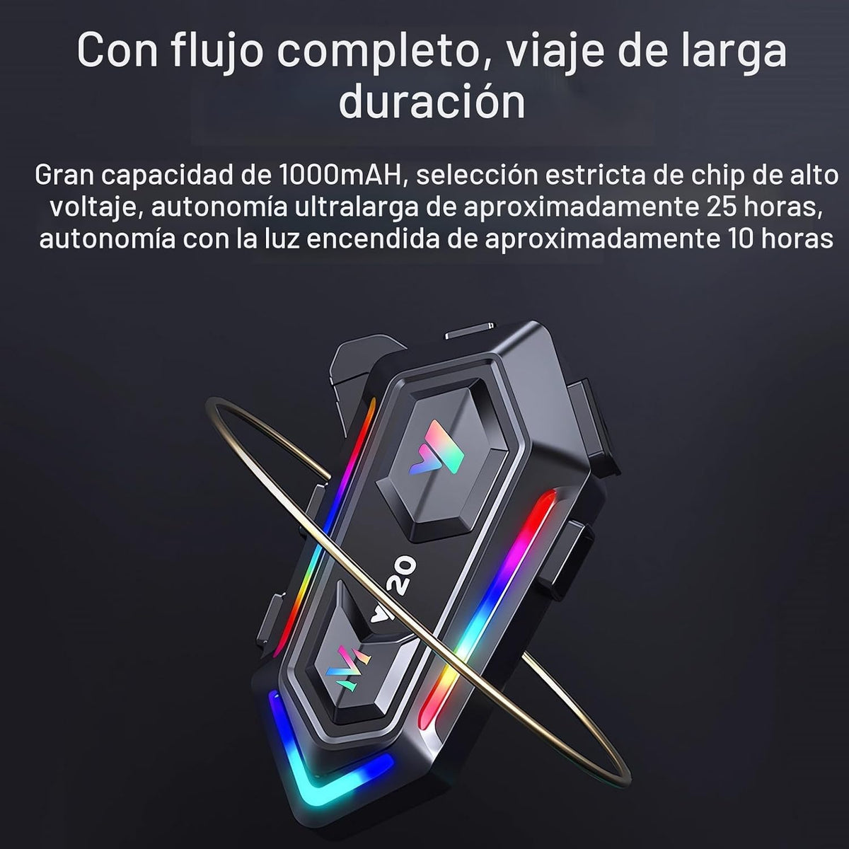 Auriculares para casco de motocicleta FEYA con 16 tipos de luces RG...
