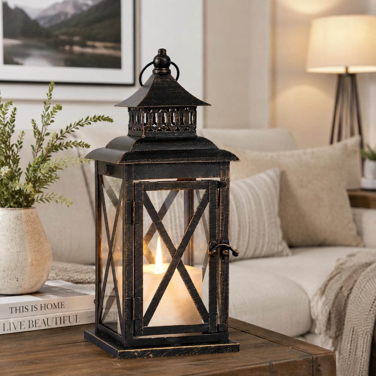 DECORKEY Farol decorativo para interiores y exteriores, grandes far...