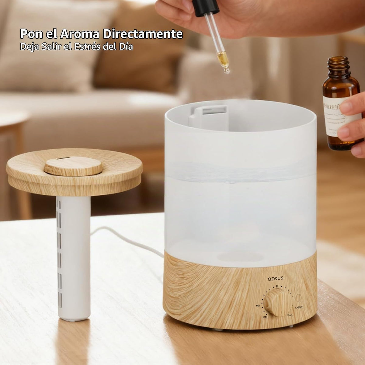 AZEUS Humidificador de niebla fría de 3.5L con luz nocturna de 7 co...