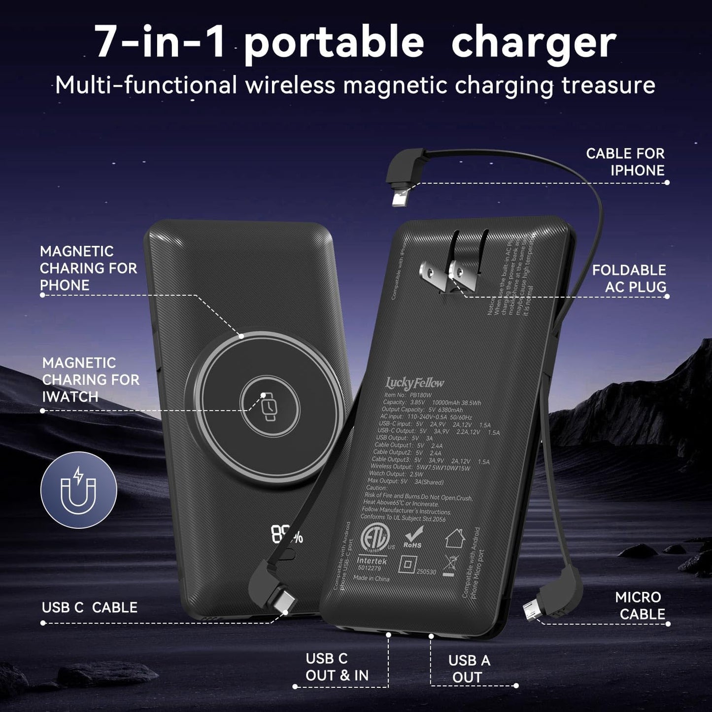 Cargador portátil magnético de 10000mAh para iWatch y iPhone, banco...