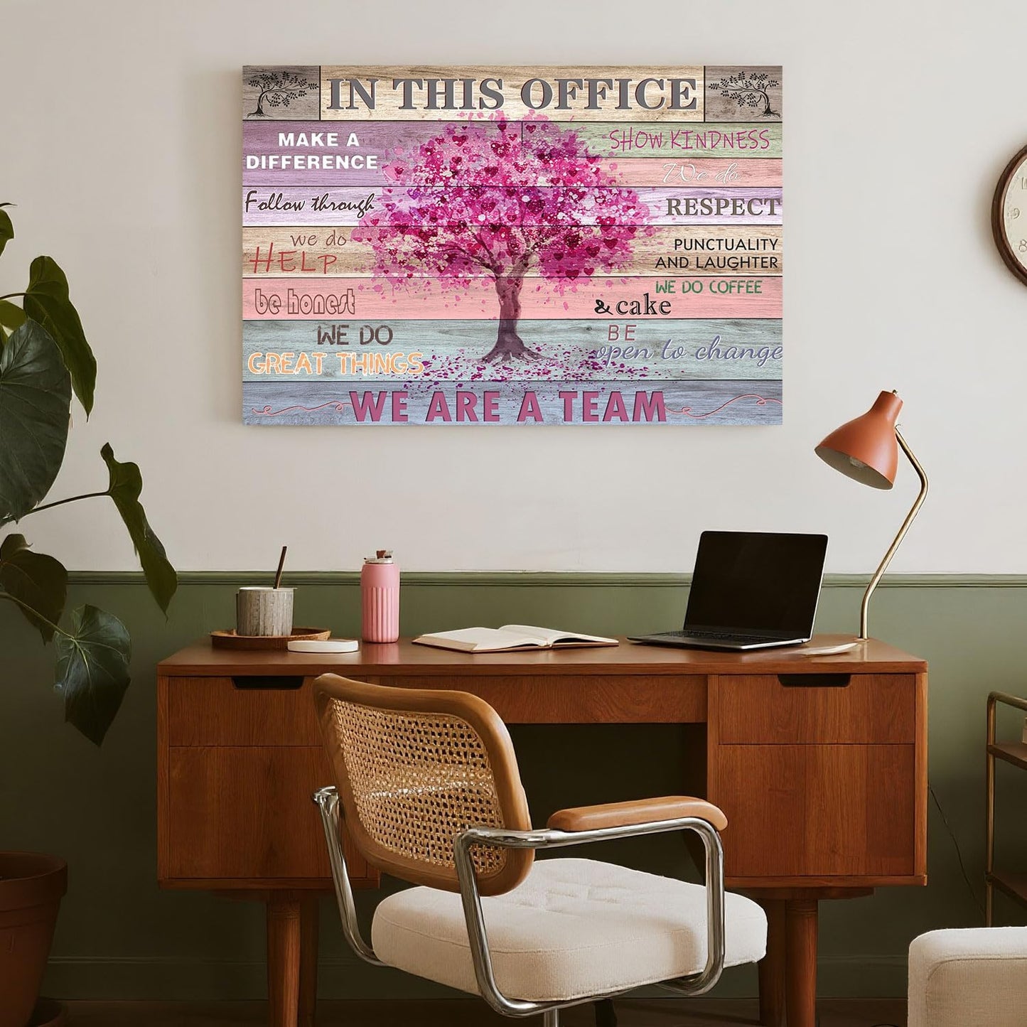 Arte de pared inspiradora rosa para oficina, mujeres, citas motivac...