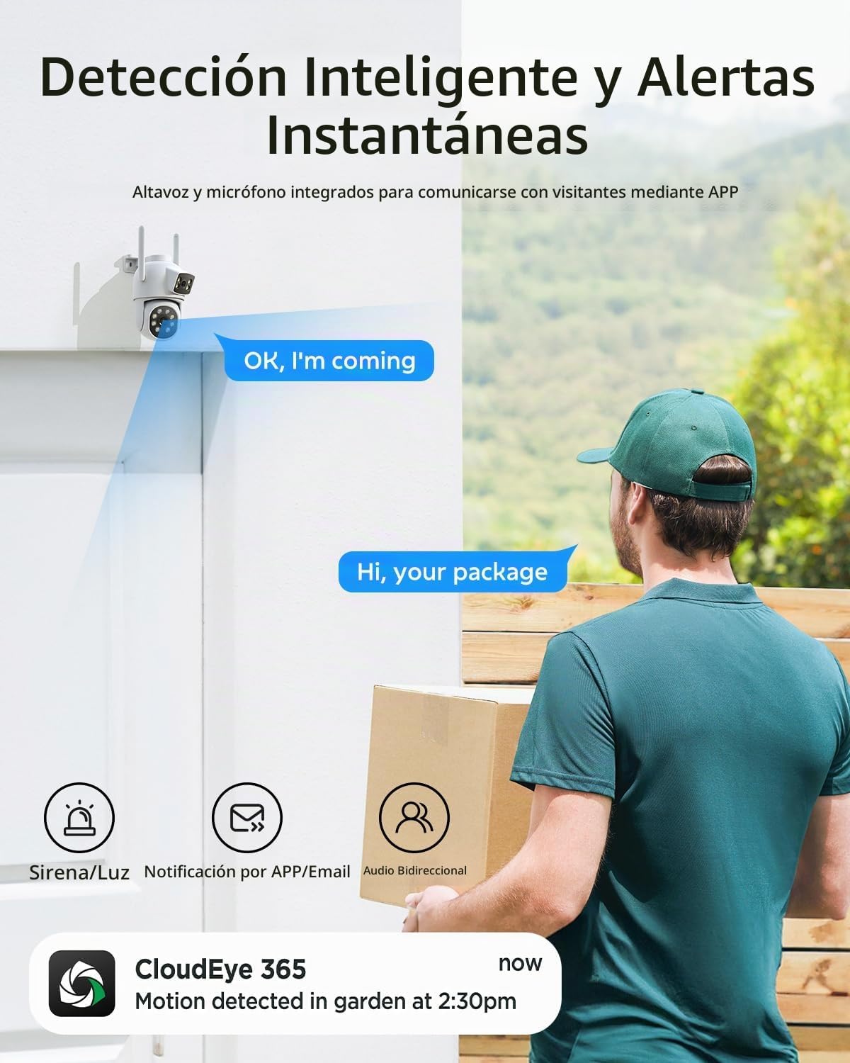 Cámaras de seguridad de doble lente inalámbricas para exteriores, v...