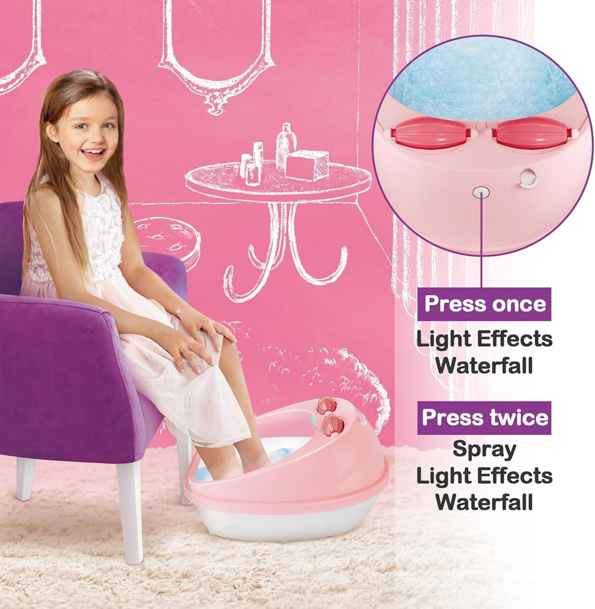 Kit de spa de pies para niñas de 6 a 12 años, juego de arte de uñas...