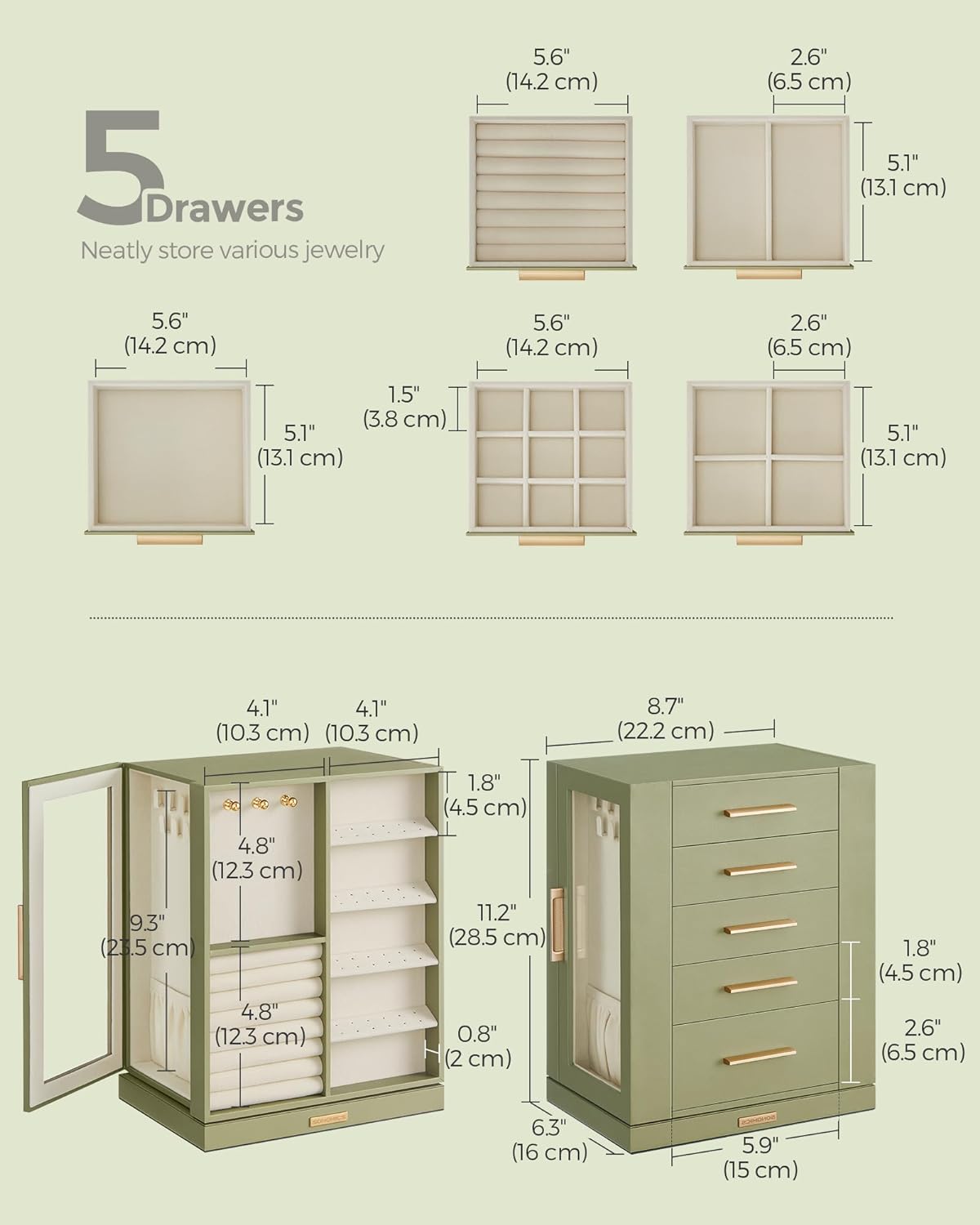 SONGMICS GISELLA Collection UJBC170C02 - Joyero organizador con rot...