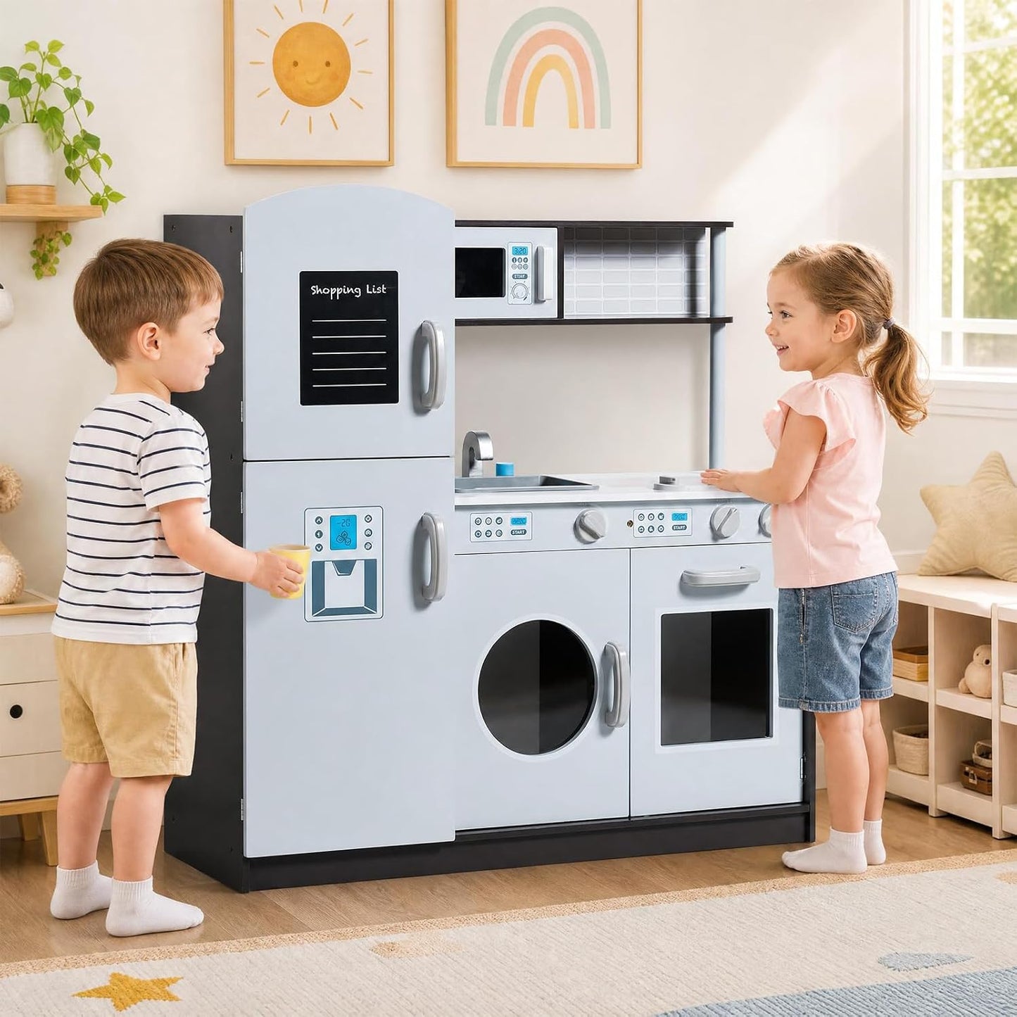 Costzon Cocina de Juguete para Niños, Juego de Cocina de Madera par...