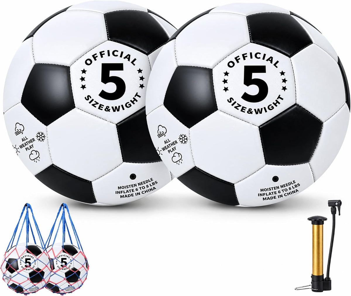 Balón de fútbol de tamaño 5-2 unidades de pelotas de fútbol clásica...