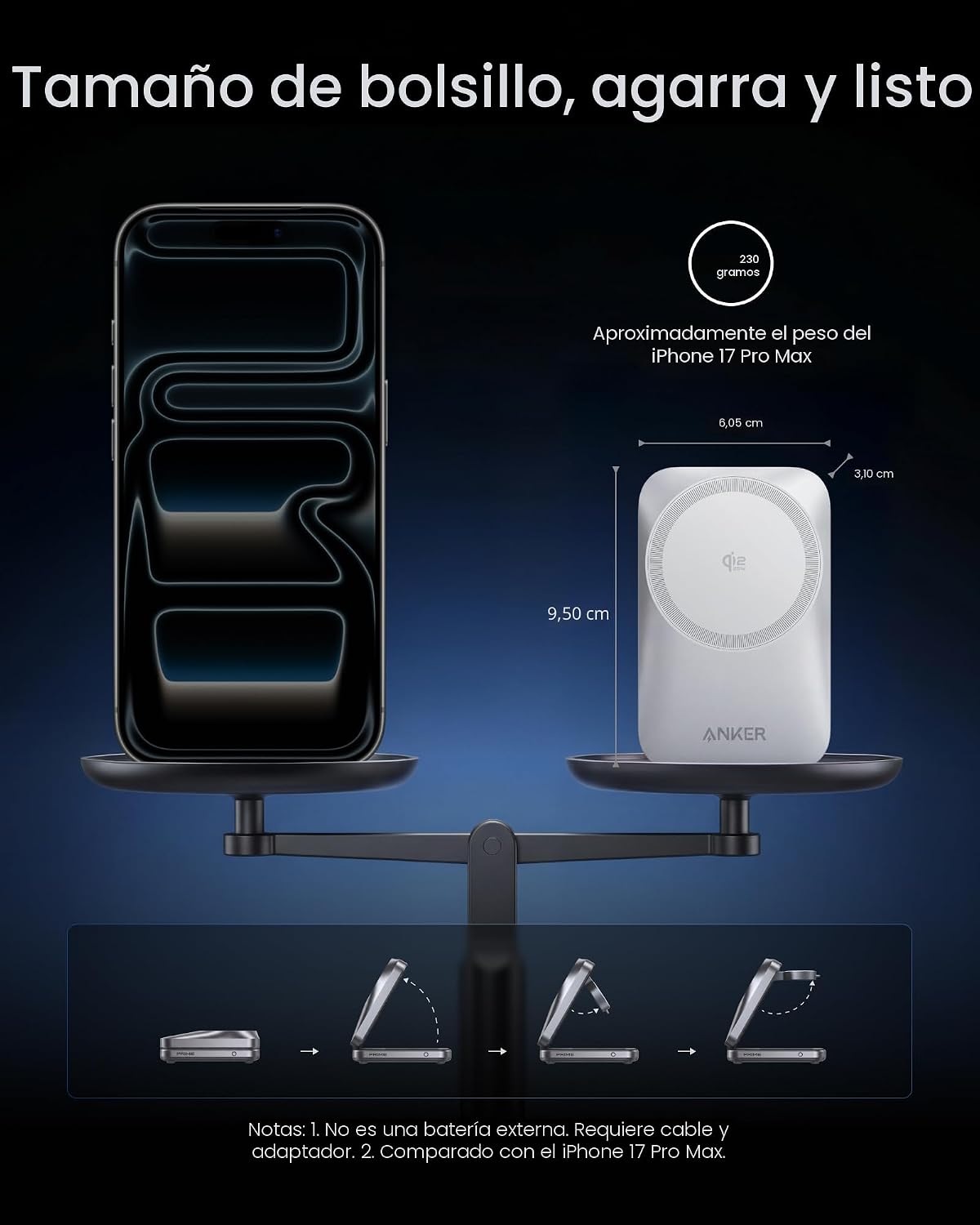 Anker Cargador MagSafe plegable Prime de 25 W, estación de carga 3...